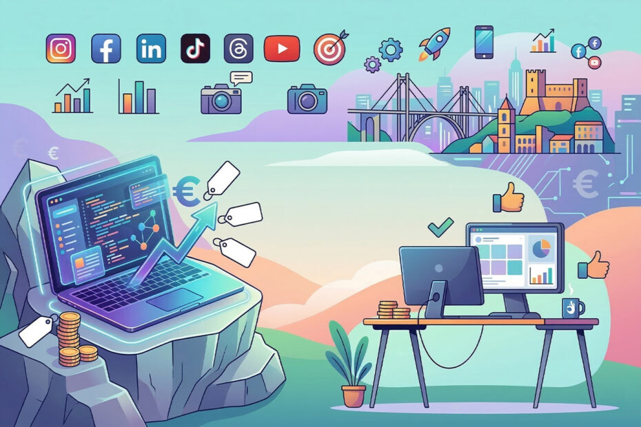 Mario Darmini (Digital Mission) analizza la crescita digitale di un'azienda a Catanzaro: dashboard professionale con grafici di intelligenza artificiale e strategia social marketing.