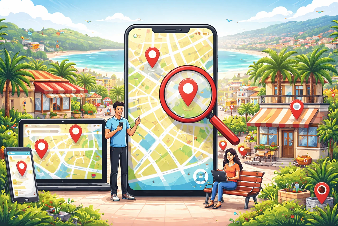 Mario Darmini di Digital Mission analizza le statistiche di posizionamento su Google Maps per un'attività a Catanzaro: dashboard con visualizzazioni e clic in tempo reale.