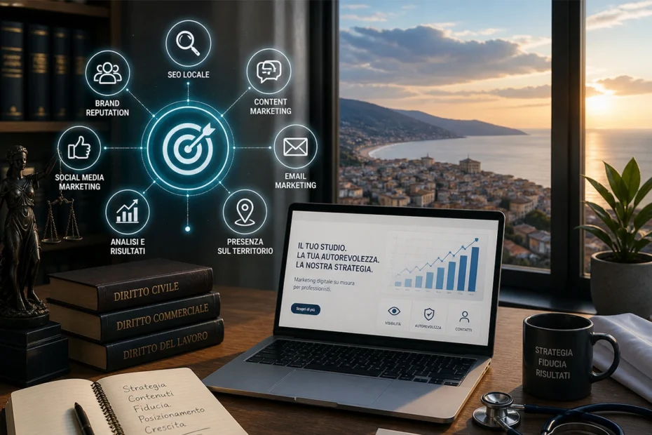 Mario Darmini (Digital Mission) definisce la strategia di marketing digitale per uno studio professionale di Catanzaro: dashboard AI e analisi autorità locale.