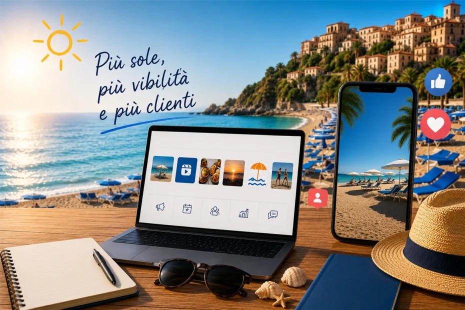 Mario Darmini (Digital Mission) analizza la strategia social per un lido balneare in Calabria: dashboard con visualizzazioni Reel e prenotazioni AI.