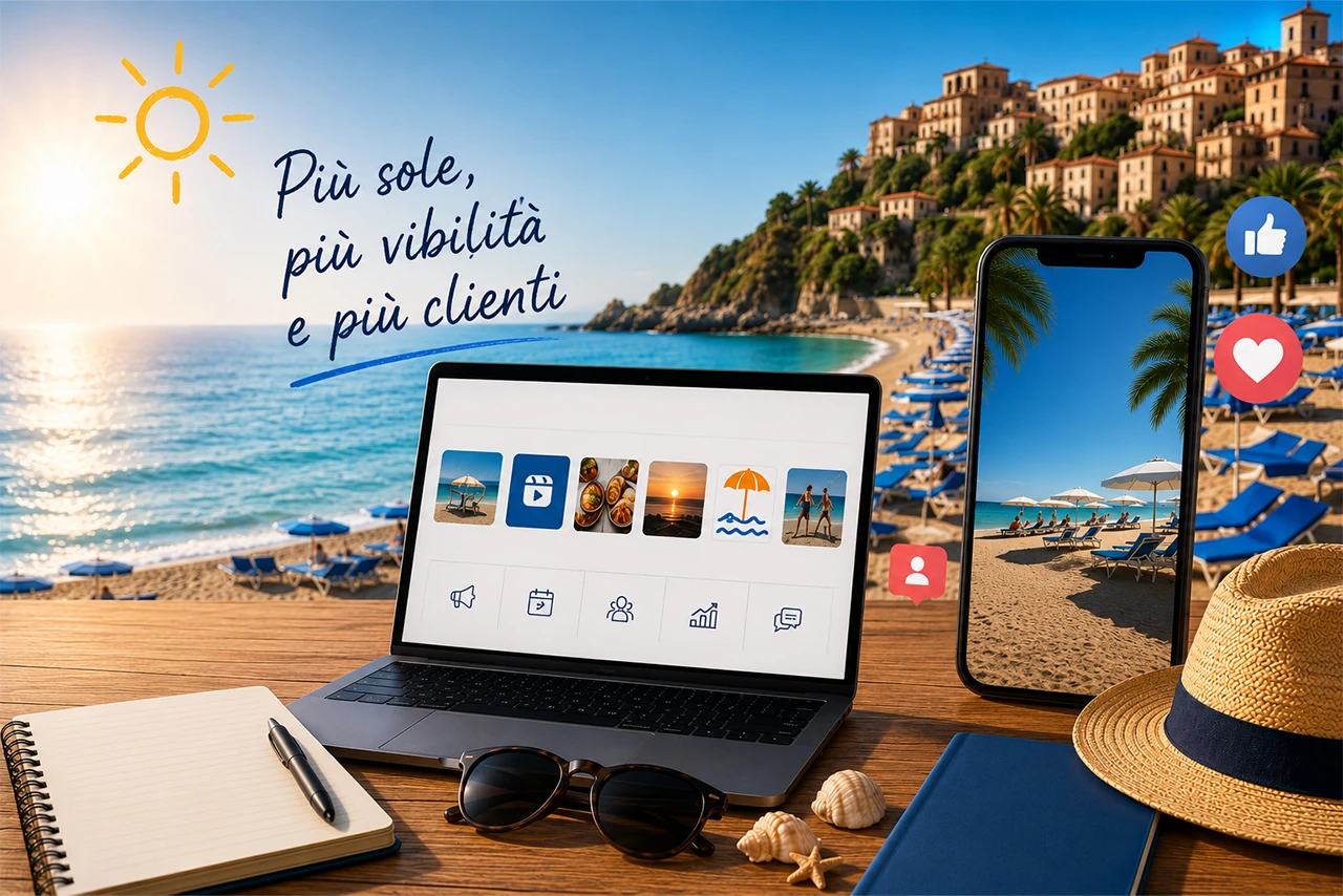 Mario Darmini (Digital Mission) analizza la strategia social per un lido balneare in Calabria: dashboard con visualizzazioni Reel e prenotazioni AI.