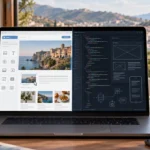Confronto tra WordPress e un sito web personalizzato per un'azienda in Calabria: a sinistra la bacheca di WordPress, a destra l'editor di codice di un sito su misura.