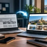 Sito web aziendale datato e lento a confronto con una versione rifatta, veloce e ottimizzata per smartphone